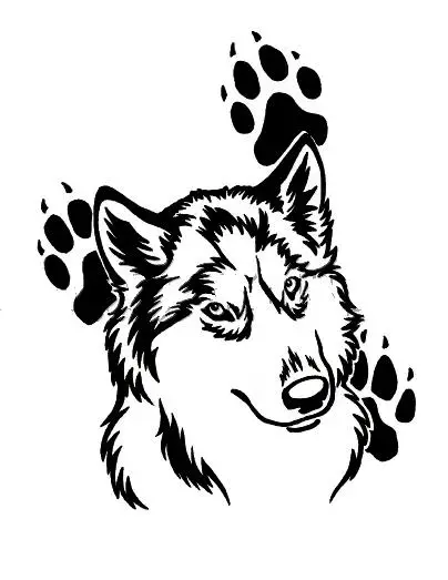 a wolf head profile with wolf paw print was originally a tattoo design.